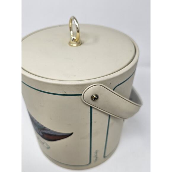 Vtg Georges Briard MCM Ice Bucket Green Winged Teal Duck Mallard Hunting Barware - Picture 7 of 10